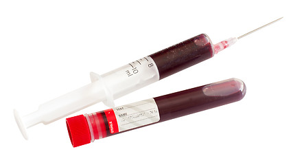 Image showing Syringe and Test Tube With Blood