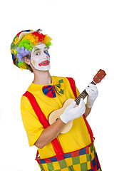 Image showing Colorful clown with ukulele