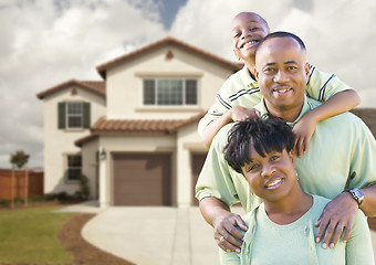 Image showing Attractive African American Family in Front of Home