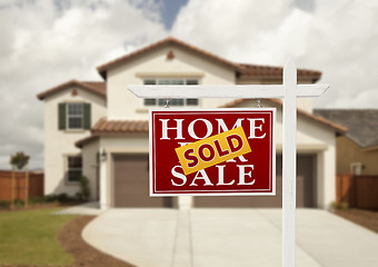 Image showing Sold Real Estate Sign and House