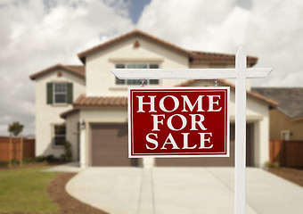 Image showing Home For Sale Real Estate Sign and House