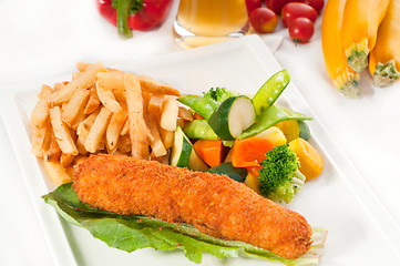 Image showing fresh chicken breast roll and vegetables