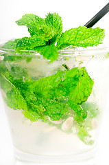 Image showing mojito caipirina cocktail with fresh mint leaves