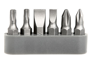 Image showing Set of steel bits for screwdriver