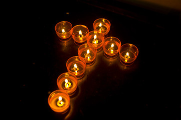 Image showing Cross of candles