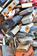 Image showing colorful wedding padlocks