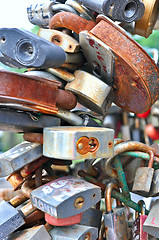 Image showing colorful wedding padlocks