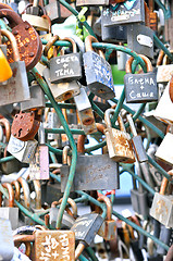 Image showing colorful wedding padlocks