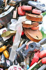Image showing colorful wedding padlocks