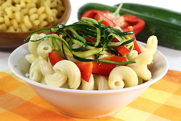 Image showing Pasta with red pepper zucchini vegetable