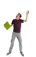 Image showing Excited student looking up