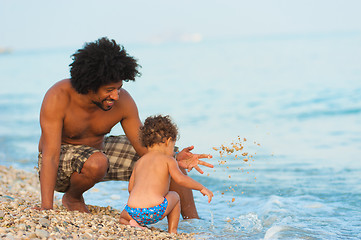 Image showing First summer on the beach