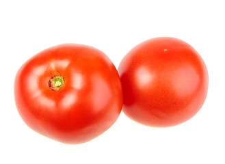Image showing Group of two ripe red tomatoes.