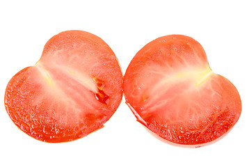 Image showing Two cross of a ripe red tomato