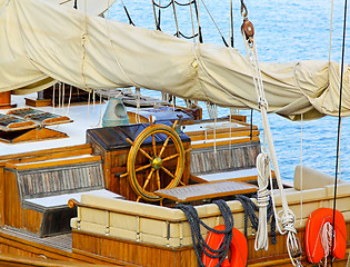 Image showing Sailship wheelhouse