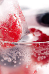 Image showing Raspberry and blackberry frozen in ice sticks