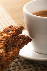 Image showing Cookies with hot coffee