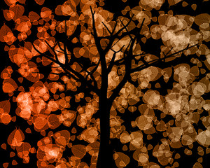 Image showing Tree Silhouette with Autumn Leaves Background