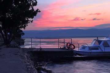 Image showing Sunrise on riverbank