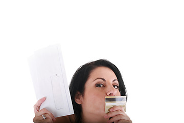 Image showing pretty young woman with credit card for shopping