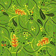 Image showing Green seamless floral pattern