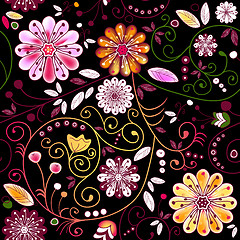 Image showing Seamless dark floral pattern