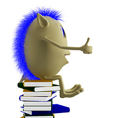 Image showing 3D puppet sitting on books