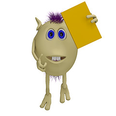 Image showing 3D puppet with purple hairs holding book