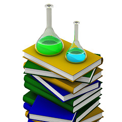 Image showing Two different chemistry test tubes on books