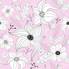 Image showing Pink pastel seamless floral pattern