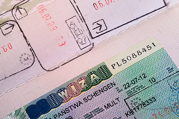 Image showing visa and the press in the passport