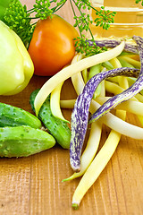 Image showing Beans with vegetables on the board