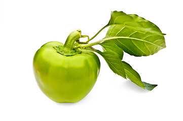 Image showing Green peppers with leaf