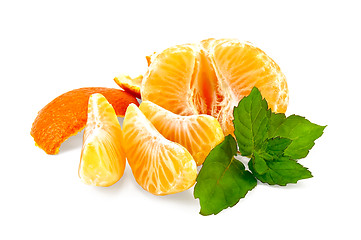 Image showing Mandarin purified with mint and slices