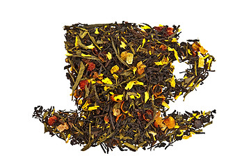 Image showing Mixture of dry tea in a cup