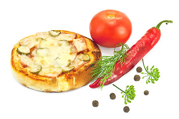 Image showing Pizza with tomatoes and peppers