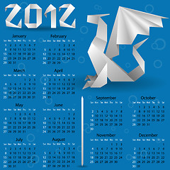 Image showing Calendar for 2012 with Origami Dragon