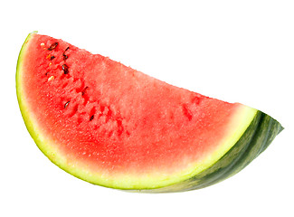 Image showing Single red slice of ripe watermelon