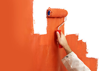 Image showing Painting a wall