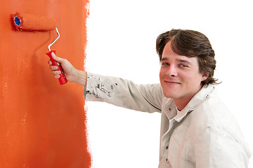 Image showing Painting a wall