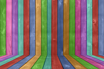 Image showing Vibrant Colored Wood Fence Background