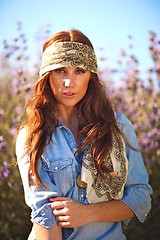 Image showing Beautiful Woman on a Field in Summertime 