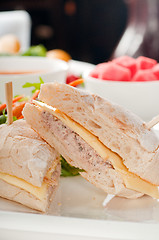 Image showing tuna and cheese sandwich with salad