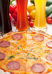 Image showing Italian original thin crust  pepperoni pizza