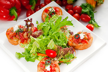 Image showing original Italian fresh bruschetta 