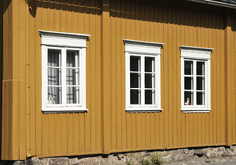 Image showing Yellow Wall, White Windows