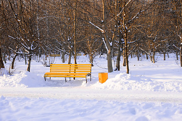Image showing Bench in winter park