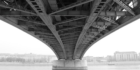 Image showing abstract steel construction from under the bridge