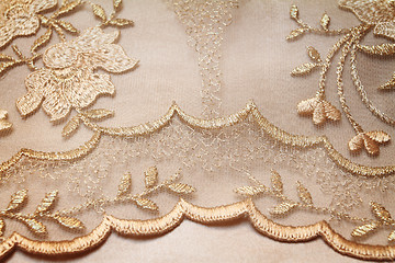 Image showing Golden textile wedding background