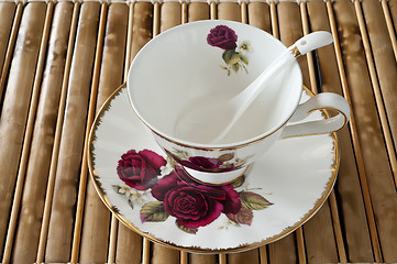 Image showing Empty cup on dining table